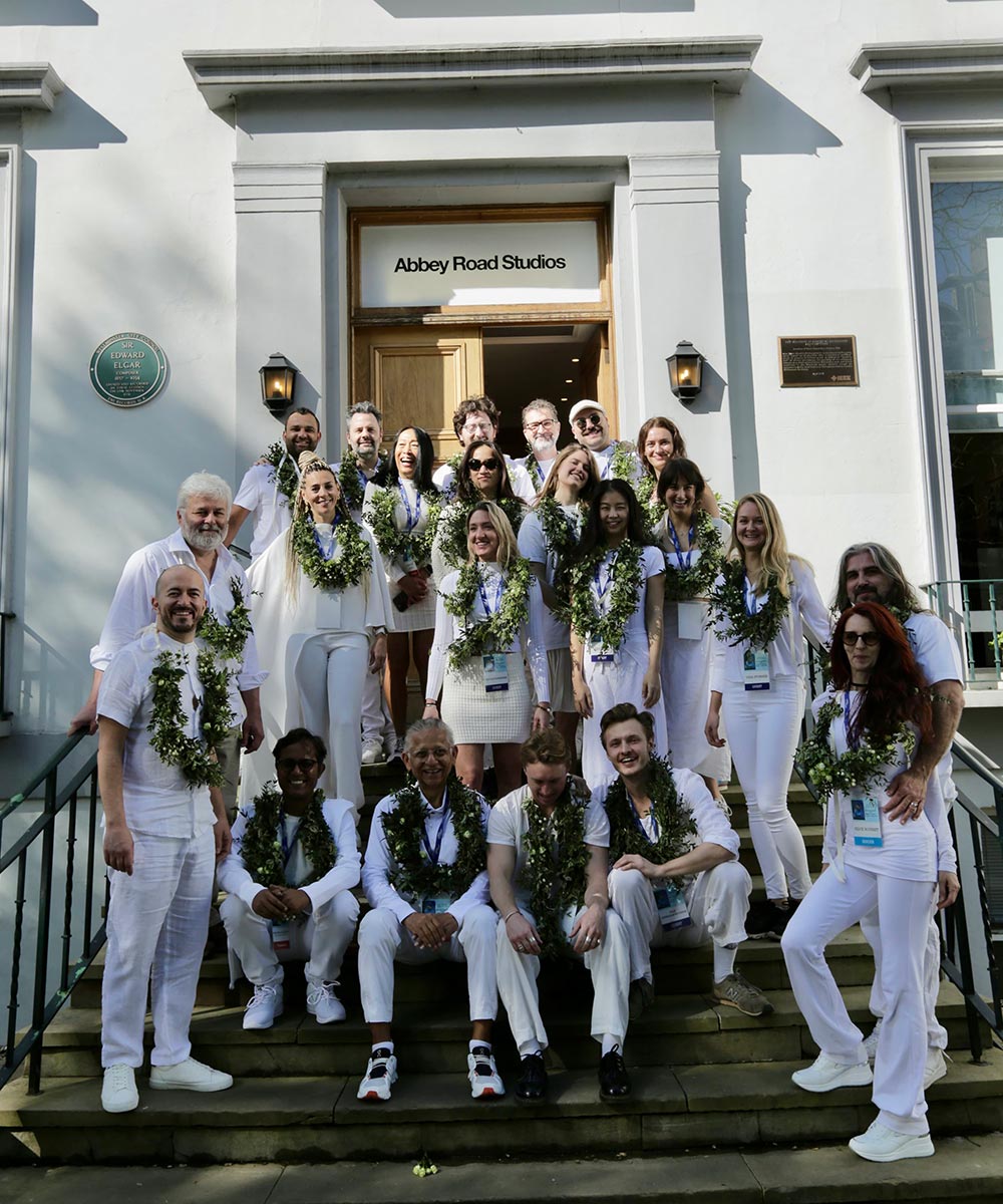 Team + Yogis, with garlands