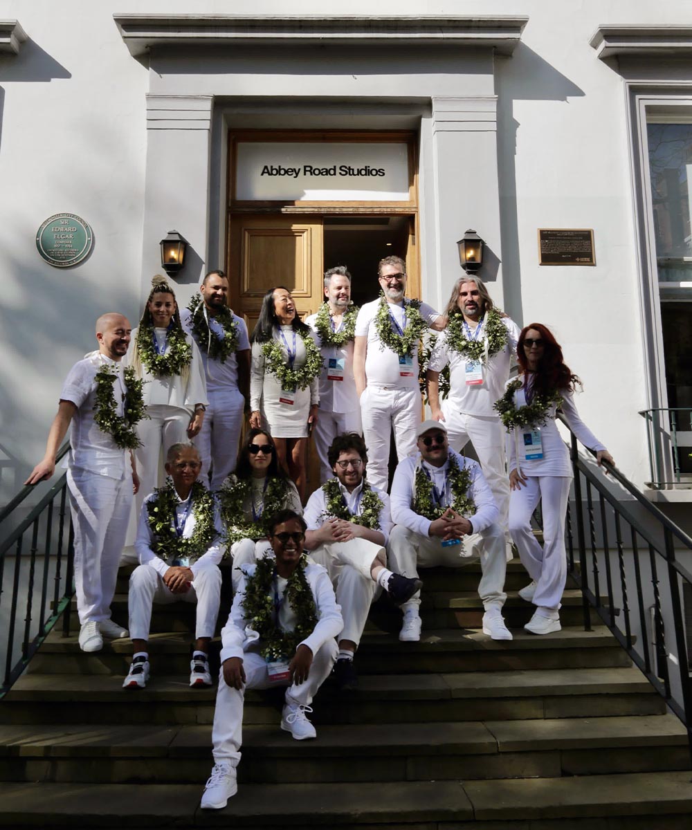 Team with garlands